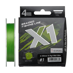 Шнур Favorite X1 PE 4x 150m (light green) #0.5/0.117mm 4.1kg/9lb